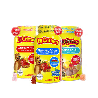 美国LilCritters小熊糖儿童补钙维生素DHA/omega-3 儿童鱼油软糖